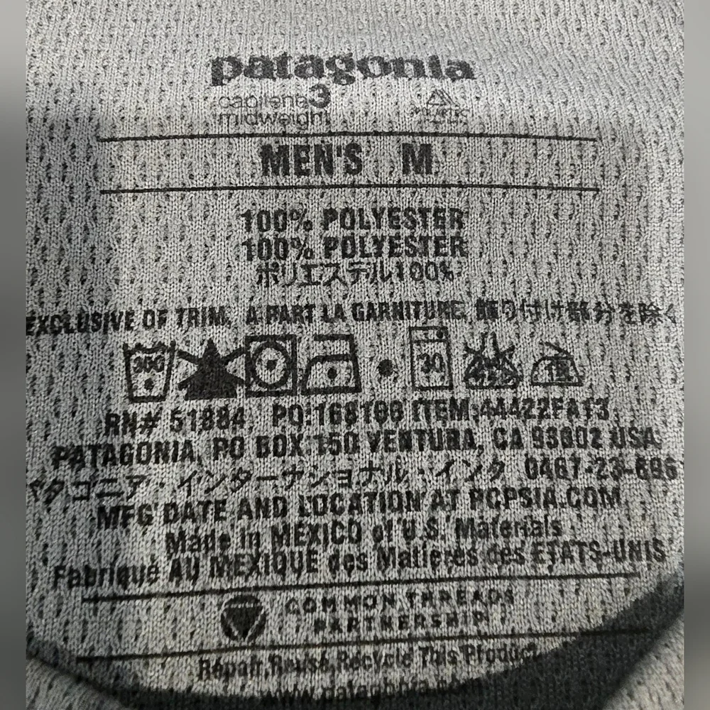 Patagonia Mens Capilene Midweight Longsleeve In Grey Size Medium - Picture 2 of 6